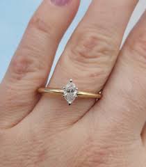 45 Carat Marquise Shaped Diamond Ring - 14K Yellow Gold - Estate- Clo – Marie's Jewelry Store