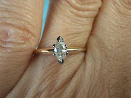 Marquise 1/4 CT. Diamond Solitaire Engagement Ring 14K Yellow Gold Size 6 3/4 | eBay
