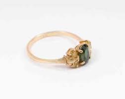 14k Solid Yellow Gold Band Ring Yellow and Green Sapphire Sz ...