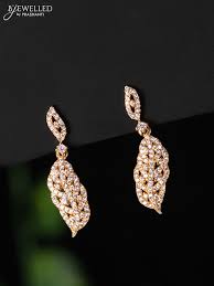 Rose gold earring with cz stones – Prashanti Sarees