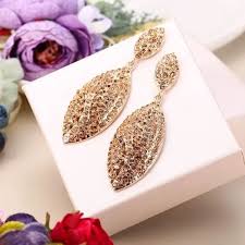 Rose Gold with Champagne Topaz Crystal Double Leaf ...