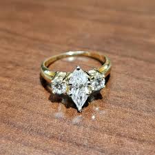 Pre-Owned 14K Yellow Gold Marquise Three-Stone Engagement Ring