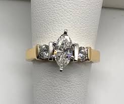 Marquise Cut Diamond Engagement Ring: 18k Two Tone Gold, 1 Tcw, Size 5 - Etsy UK