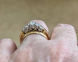 Three Stone Diamond Ring: 0.40ctw 14k Yellow & White Gold - Etsy