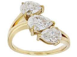 Moissanite 14k Yellow Gold Over Silver 3 Stone Ring 2.66ctw ...