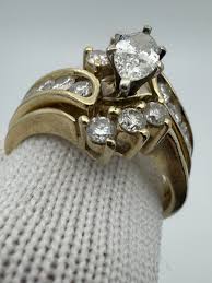 Natural Diamond 14k Yellow Gold Ring Set Marquee Jacket | eBay