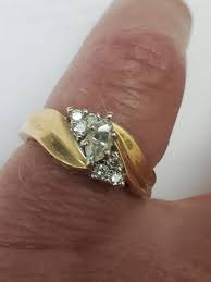 Estate Vintage 14k Yellow Gold .66ct Marquise Diamond ...
