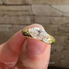 East to West Marquise Ring Solitaire Moissanite Engagement ...