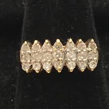 Solid 10K Yellow Gold Cluster Ring with 0.40 TCW Natural ...