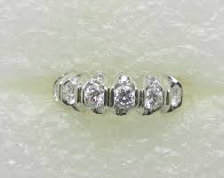Vintage 14K White Gold Earth Mined Natural Diamond Ring Band ...