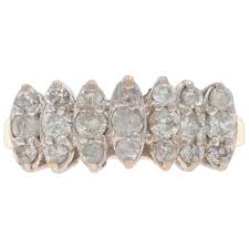 Yellow Gold Diamond Cluster Cocktail Band - 10k Round ...