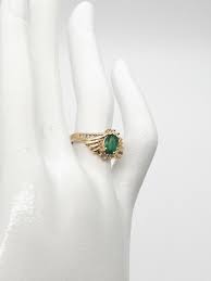 Designer $2400 1.50ct Colombian Emerald Diamond 14k Yellow Gold Band Ring 4.6g | eBay Australia