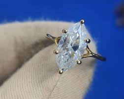 Vintage Marquise Moissanite Engagement Ring: 14K Yellow Gold ...