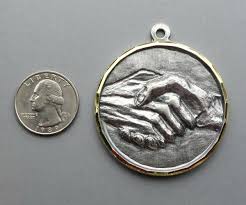 French, Vintage Large Medal. Hand Handshake. Victory. Sport ...