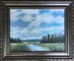 CANAL IN THE MARSH - landscape painting on 11 X 14 inch ...