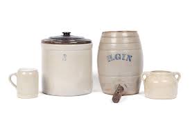 Lot - FOUR AMERICAN STONEWARE CROCKS