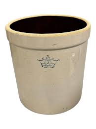 Vintage Robinson Ransbottom 3 Gallon Stoneware Blue Crown Crock | Chairish