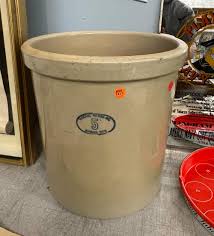 Lot - Marshall Potters 5 Gallon Stoneware Crock- 14x13"