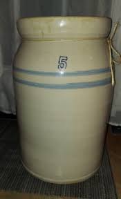 Antique Stoneware Glazed Crock Grey With Blue Accent 16 x 10 | eBay