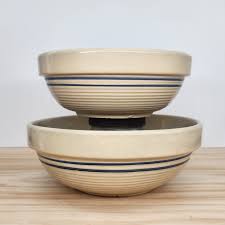 Vintage Marshall Pottery Texas Blue Stripe Farmhouse ...