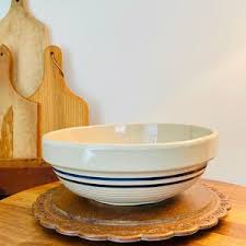 Vintage Double Blue Stripe Marshall Pottery Bread Dough ...