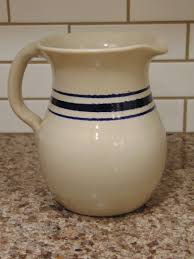 Shaker & Thangs Pottery Cobalt Blue Stripe Stoneware Pitcher Marshall TX 6” | eBay