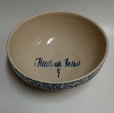 Large Handmade Pottery Popcorn Bowl Blue & White ...