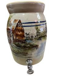 Vintage 2 Gallon Water Dispenser Jug Hand Turned Marshall ...