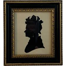 Framed Pen and Ink Silhouette. For Sale at Ruby Lane