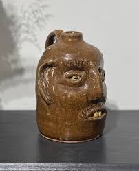 Reggie Meaders - Folk Art Face Jug 7.5” Southern Pottery ...