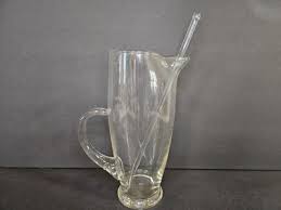 Vintage Barware Cocktail Pitcher w/ Cattail Handle and Stir ...
