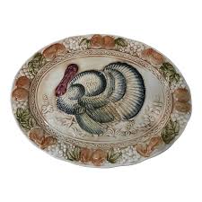 Mid 20th Century Embossed & Hand-Painted Turkey Platter ...