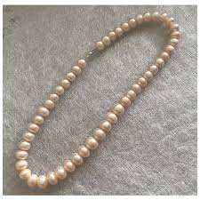 Peach Colour Freshwater Pearl Choke Necklace. For Sale at ...