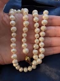 VTG FRESHWATER CULTURED PEARL KNOTTED BEAD BEADED NECKLACE ...