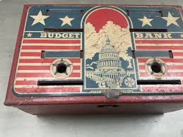 VINTAGE MARX TOYS BUDGET BANK WITH U.S. FLAG & CAPITOL OLD ...