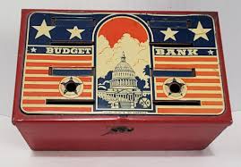 Vintage Marx Toys USA Metal Lithograph Budget Bank Coin ...