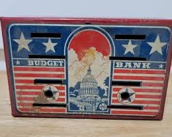 Vintage 1940s Marx Budget Coin Bank Steel Litho US Capital ...