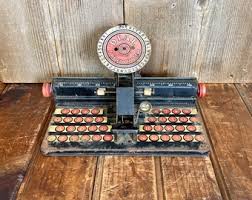 Vintage Marx Metal Dial Typewriter, Vintage Metal Decor, Vintage Rustic Dial Typewriter, Vintage Metal Toys, Vintage Black Red Decor - Etsy Canada