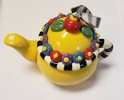 Mary Engelbreit Teapot Ornament Yellow & Multicolor ...