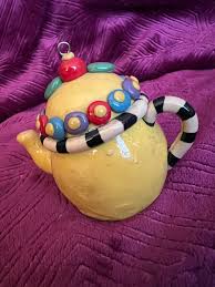 Vintage Mary Engelbreit Collection Painted Yellow Teapot 4 ...