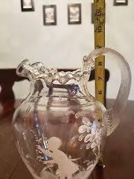 ANTIQUE VICTORIAN MARY GREGORY RUFFLED TOP PITCHER AND ...