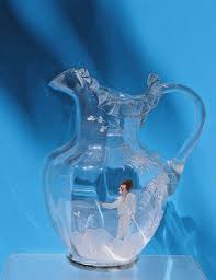 Antique Mary Gregory Clear Glass Pitcher with Ruffled Edge ...