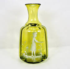 Vintage Mary Gregory Vase: Hand-painted Enamel on Green ...
