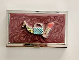Women's Business/Gift Card Holder Burgundy Shoe Purse Lipstick Design | eBay