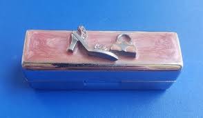 Vintage Silver Tone Lipstick Case Holder Inside Mirror with Fashion Theme | eBay