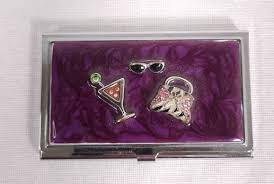 Women's pocket Business Card Holder metal Purple Sunglasses purse Great Gift! | eBay