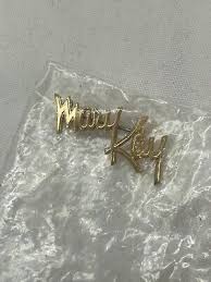 Vintage Mary Kay Lady Original Script Lapel Pin Brooch Gold ...