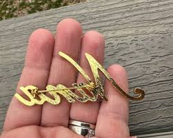 Script 3” Nana Rhinestone Gold Plated Rhinestone Pin Brooch ...
