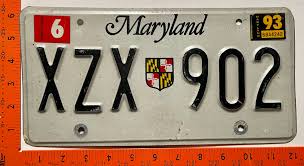 1993 Maryland #XZX 902 Passenger License Plate ...