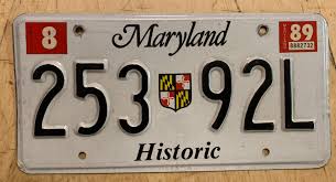 1989 MARYLAND ANTIQUE HORSELESS CARRIAGE LICENSE PLATE " 253 ...